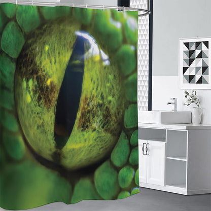 Green Snake Eye Print Premium Shower Curtain