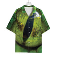 Green Snake Eye Print Rayon Hawaiian Shirt
