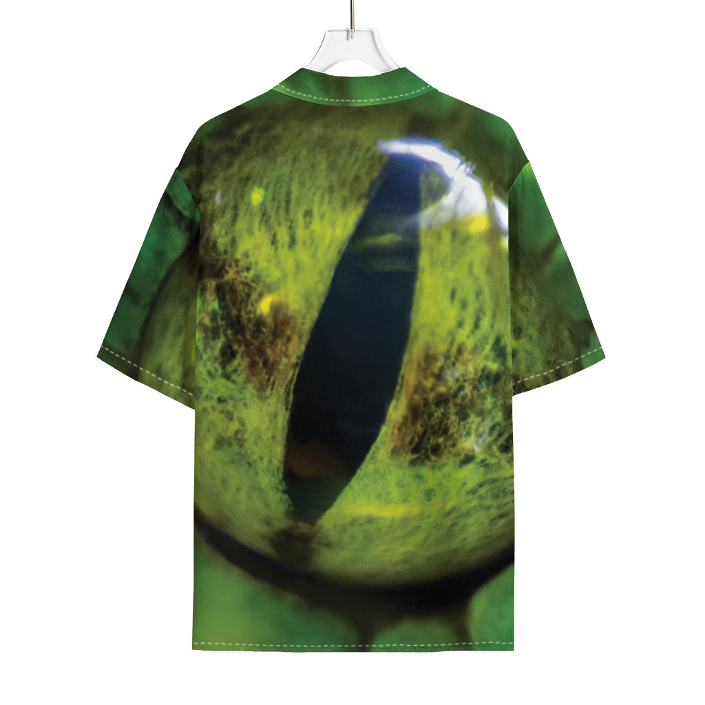 Green Snake Eye Print Rayon Hawaiian Shirt