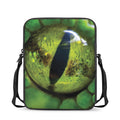Green Snake Eye Print Rectangular Crossbody Bag