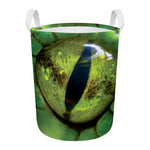Green Snake Eye Print Round Laundry Basket