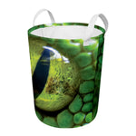 Green Snake Eye Print Round Laundry Basket