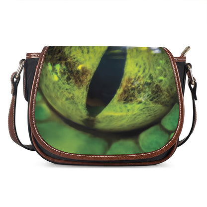 Green Snake Eye Print Saddle Bag