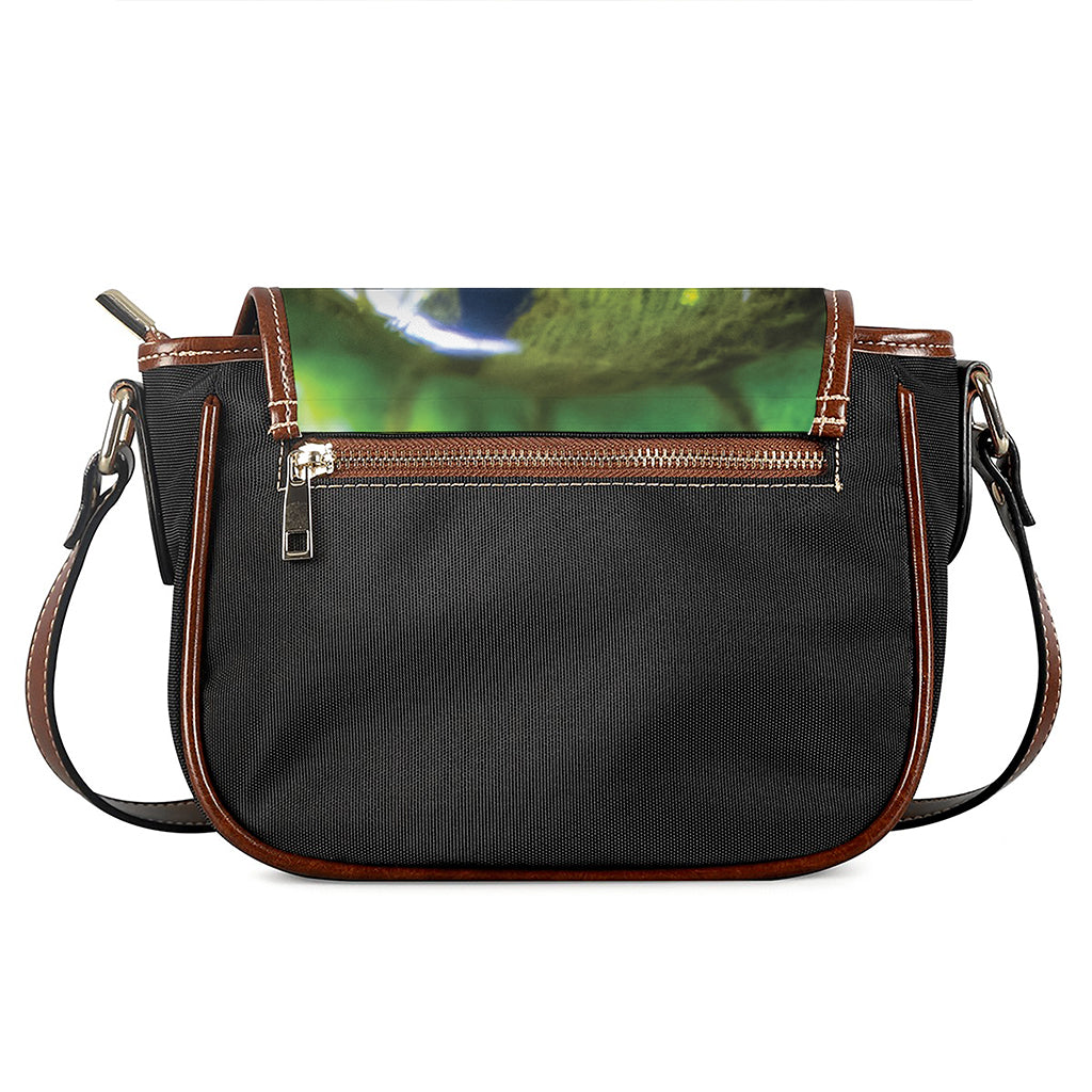 Green Snake Eye Print Saddle Bag