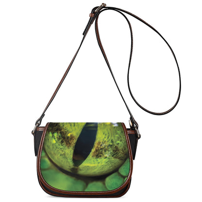 Green Snake Eye Print Saddle Bag
