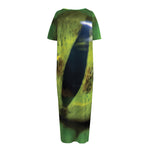 Green Snake Eye Print Short Sleeve Long Nightdress