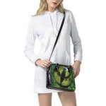 Green Snake Eye Print Shoulder Handbag