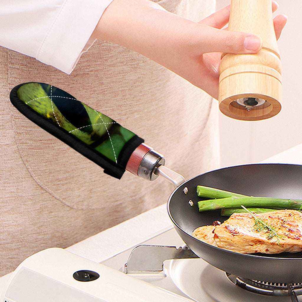 Green Snake Eye Print Skillet Handle Cover