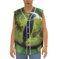 Green Snake Eye Print Sleeveless Baseball Jersey