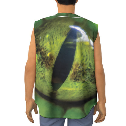 Green Snake Eye Print Sleeveless Baseball Jersey