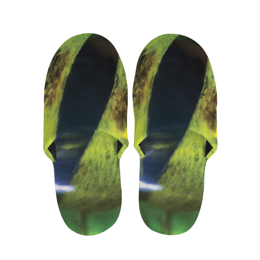 Green Snake Eye Print Slippers