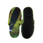 Green Snake Eye Print Slippers
