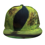 Green Snake Eye Print Snapback Cap