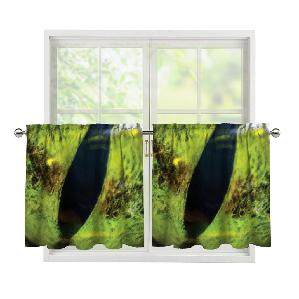 Green Snake Eye Print Tier Curtains