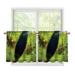 Green Snake Eye Print Tier Curtains