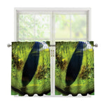 Green Snake Eye Print Tier Curtains