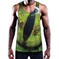 Green Snake Eye Print Men's Workout Tank Top