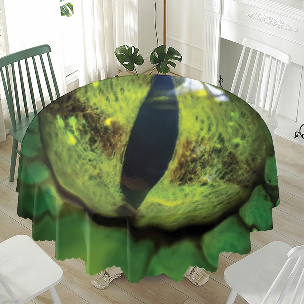 Green Snake Eye Print Waterproof Round Tablecloth