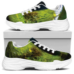 Green Snake Eye Print White Chunky Shoes