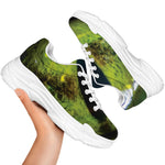 Green Snake Eye Print White Chunky Shoes