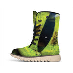 Green Snake Eye Print Winter Boots