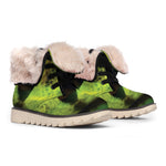 Green Snake Eye Print Winter Boots