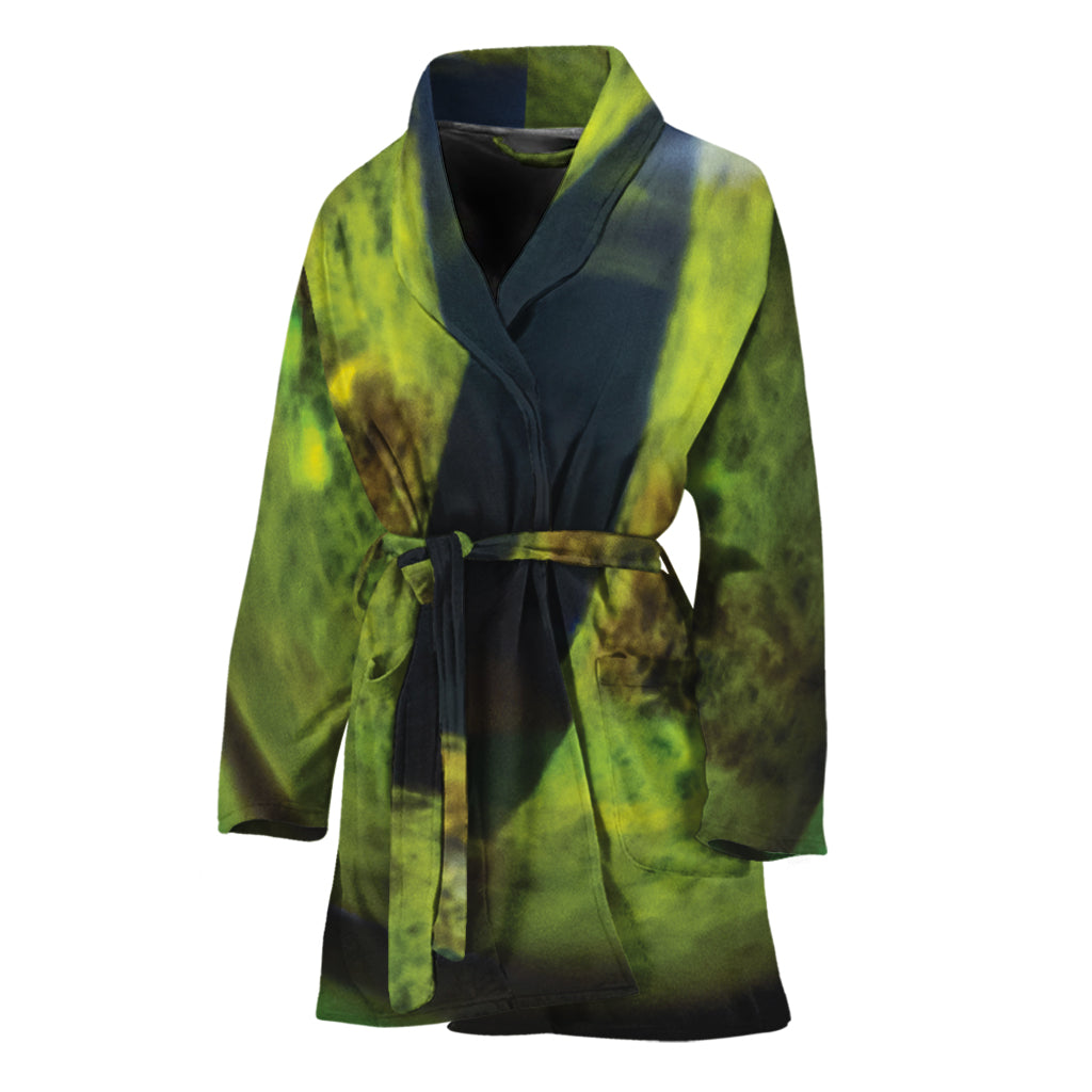 Green Snake Eye Print Women's Bathrobe