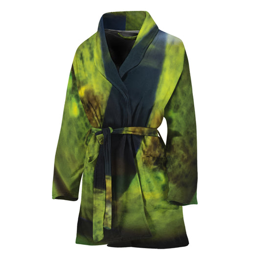 Green Snake Eye Print Women's Bathrobe