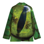 Green Snake Eye Print Women's Cotton Blazer
