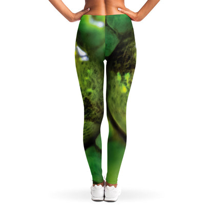 Green Snake Eye Print Women's Leggings