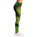 Green Snake Eye Print Women's Leggings