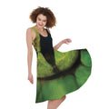 Green Snake Eye Print Sleeveless Knee Length Dress