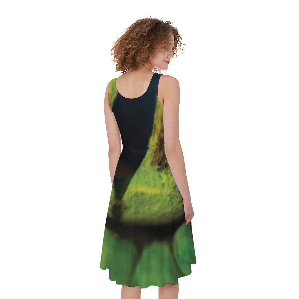 Green Snake Eye Print Women's Sleeveless Dress