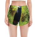 Green Snake Eye Print Women's Split Running Shorts