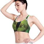 Green Snake Eye Print Women's Sports Bra