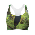 Green Snake Eye Print Women's Sports Bra