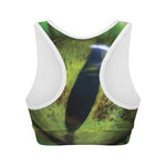 Green Snake Eye Print Women's Sports Bra