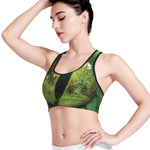 Green Snake Eye Print Women's Sports Bra