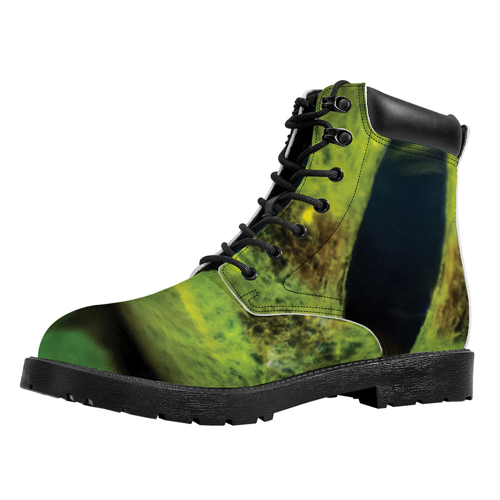 Green Snake Eye Print Work Boots