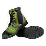 Green Snake Eye Print Work Boots