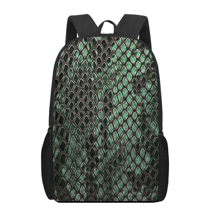 Green Snakeskin Print 17 Inch Backpack