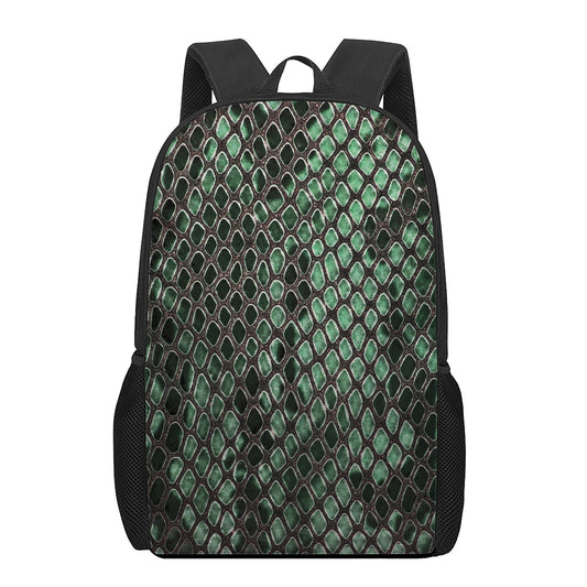 Green Snakeskin Print 17 Inch Backpack