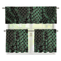 Green Snakeskin Print 3 Piece Kitchen Curtains