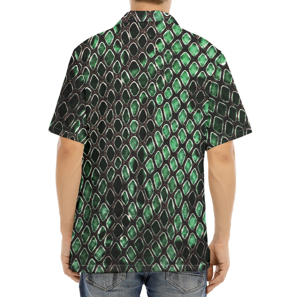 Green Snakeskin Print Aloha Shirt