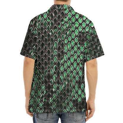 Green Snakeskin Print Aloha Shirt