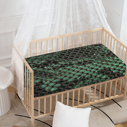 Green Snakeskin Print Baby Crib Sheet
