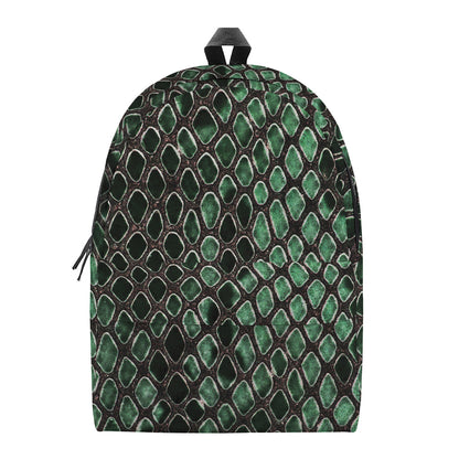 Green Snakeskin Print Backpack