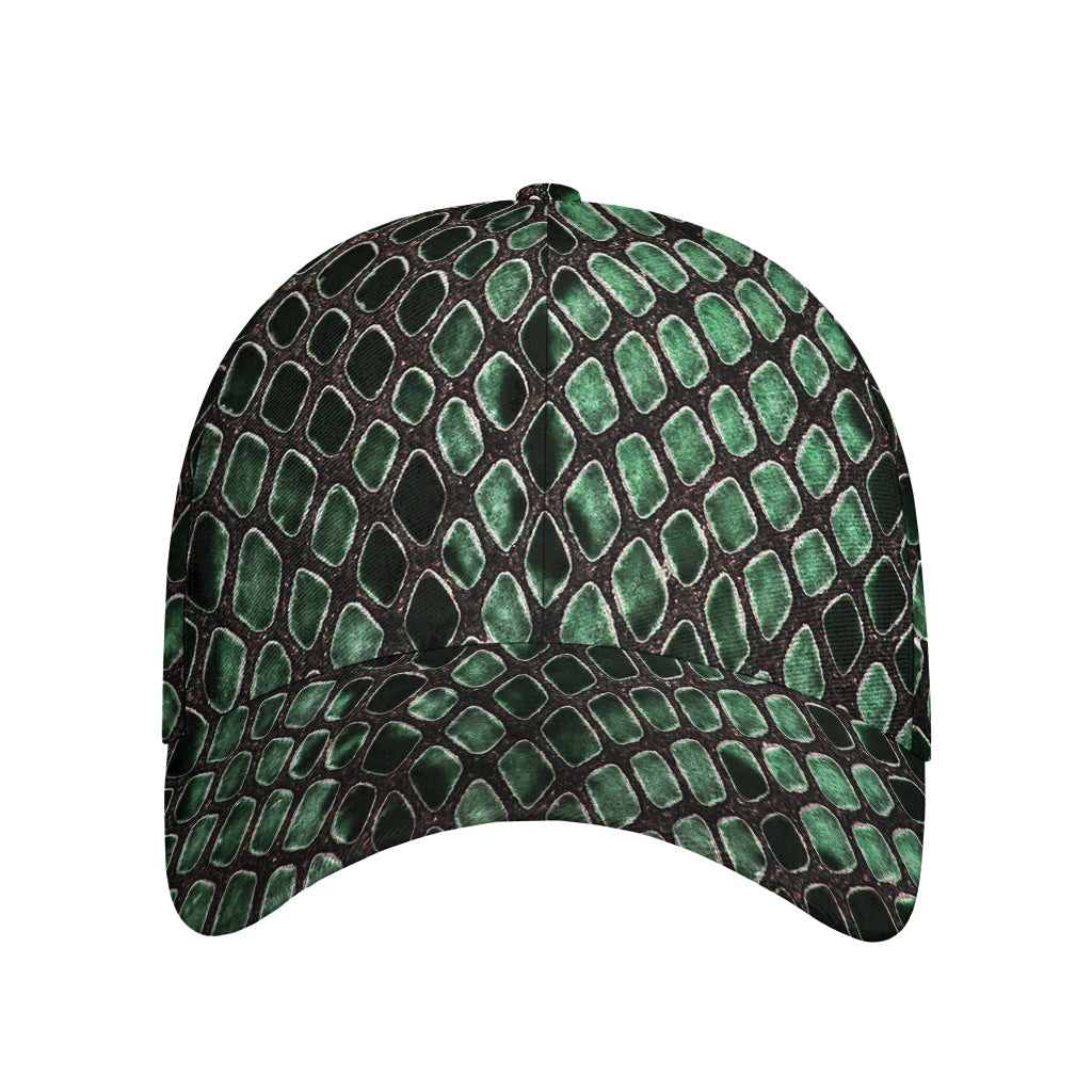 Green Snakeskin Print Baseball Cap
