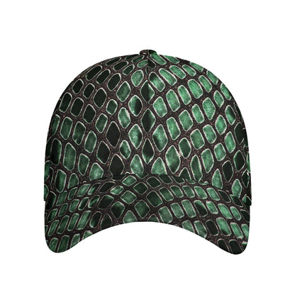 Green Snakeskin Print Baseball Cap