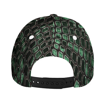 Green Snakeskin Print Baseball Cap